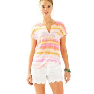 Lilly Pulitzer Duval Notch Neckline Linen Top